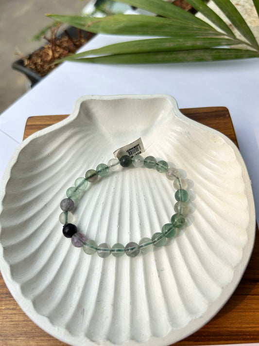 Mental Focus: Natural Fluorite Round Beads Bracelet