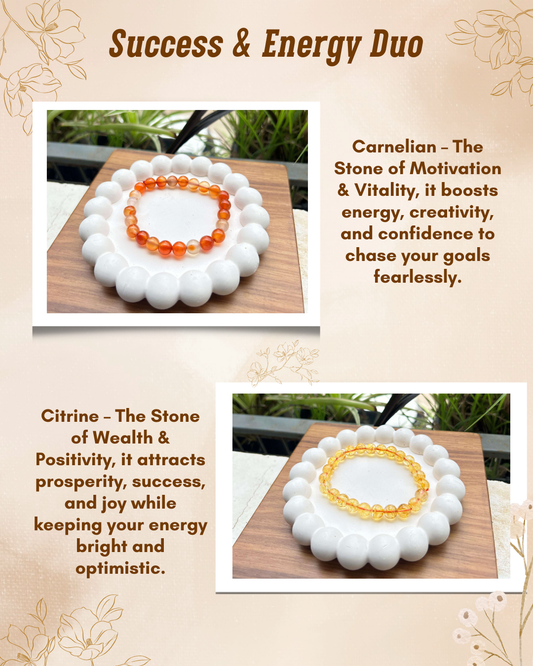 Success & Energy Duo – Carnelian & Citrine Bracelet Set