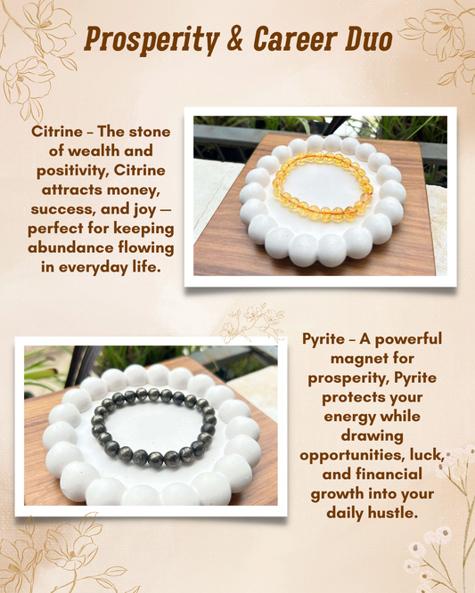 Prosperity & Career Duo – Citrine & Pyrite Bracelets