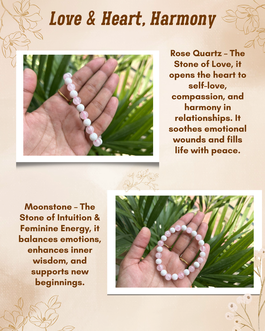 Love & Intuition Harmony – Moonstone & Rose Quartz Bracelet Set