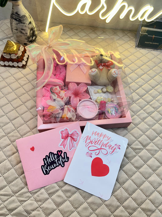 Pink box hamper with Cake
