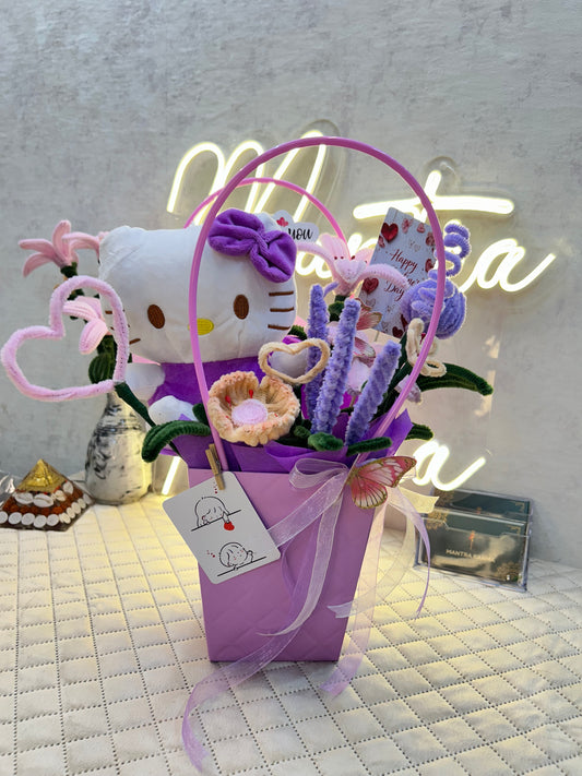 Whimsical Kitty & Everlasting Bloom Basket
