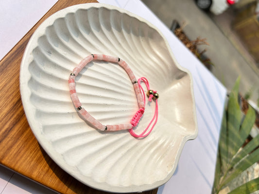 Blushing Serenity: Natural Rose Quartz Heishi Bead Bracelet