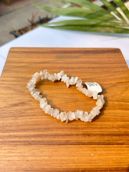 Soft Harmony: Natural Rose Quartz Chips Bracelet
