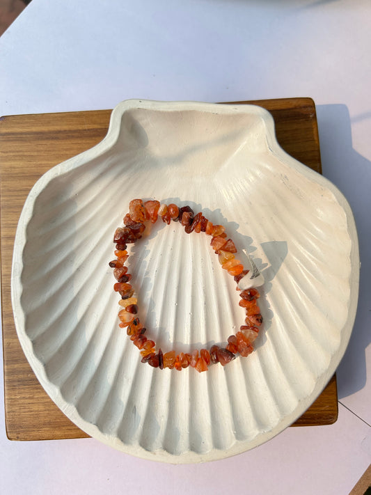 Fiery Vitality: Natural Carnelian Chips Bracelet