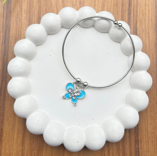 Blue butterfly charm adjustable Bracelet