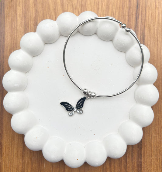 Black butterfly charm adjustable Bracelet
