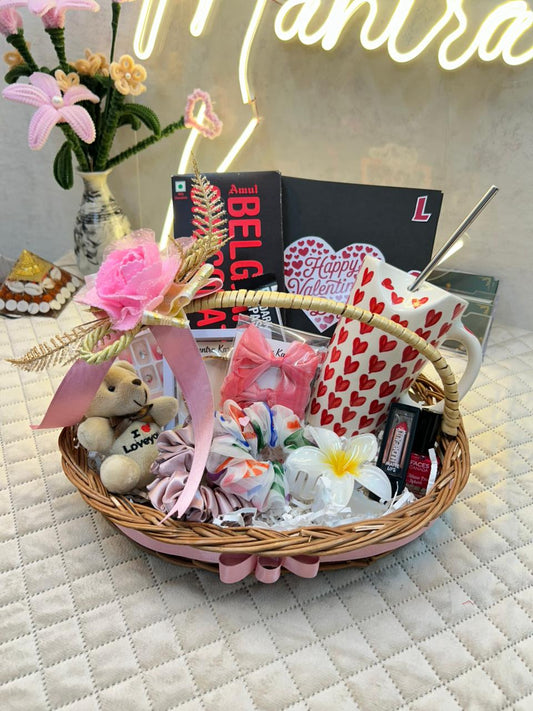 The Eternal Bloom Floral Basket (pink)